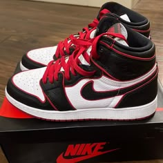 Air Jordan Retro Hi 1 Og Gs Black/Gym Red/White Size 7, Authentic, Worn Twice So In Great Condition, Has An Extra Set Of White Shoe Strings (Shown In Pic), Colors Include Red, Black And White, Very Minor Creasing, No Cuts, Tears, Or Odors, Will Come From A Per/Smoke Free Home In The Original Box Red And Black Jordan Shoes, Red And Black Quinceanera Theme, Black And Red Jordans, Red And Black Jordans, Air Jordan Outfit Women, Jordan 1 Retro High Unc Patent, Dark Blue Shoes, Cute Jordans, Jordan 1 Red