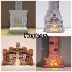 four different types of fireplaces made out of bricks