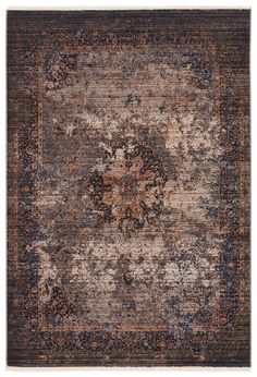 an area rug with brown, blue and tan colors on it's edges is shown