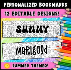 the summer coloring bookmarks are full of colorful pencils