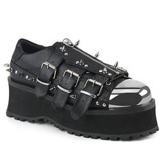 demonia | Totally Wicked Footwear Demonia Gravedigger, Goth Platform Shoes, Hologram Shoes, Emo Boots, Goth Platforms, Demonia Boots, Oxford Platform Shoes, Alternative Shoes, Bold Shoes