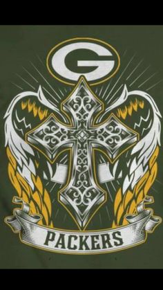 green bay packers t - shirt with cross and wings