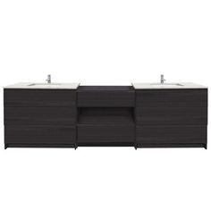 the double sink vanity has two sinks on each side