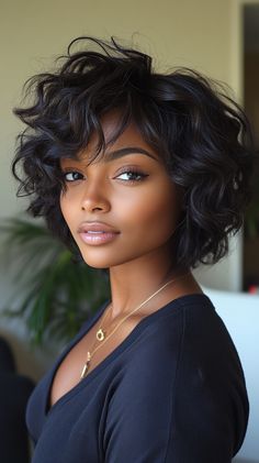 Short Haircuts for Black Women Chocolate Brown Short Hair Black Women, Short Hair Maintenance Black Women, Black Woman Wolfcut, Alt Black Woman Hairstyle, Short Natural Curls, Epic Hair, Short Natural Curly Hair, Medium Hair Styles For Women, Easy Hair Cuts