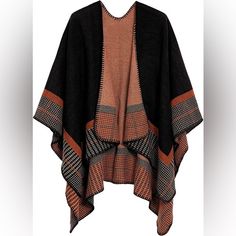 Urban Coco Women's Color Block Shawl Wrap Open Front Poncho Cape 100% Polyester Imported One Size: Length 51.2 Inch-61 Inch Stay Warm With This Wild Berry Celtic Ruana.Sleeveless Knitting Cardigan Coat With Retro Style,Perfectly Keep You Warm All Day Long In Cold Weather Super Cozy Oversized Scarves & Wraps Design, A New Fashion Trending For Winter.Easy To Wear And Pair With Other Clothes Fashionable And Stylish Knit Poncho Wrap. Open Front Poncho, Poncho Coat Cape, Orange Color Block, Plaid Capes, Knitting Cardigan, Black Poncho, Blanket Poncho, Color Block Scarf, Poncho Wrap