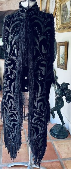 Exceptional Antique Victorian Black Velvet Embroidered Braided Mantle Cape | eBay