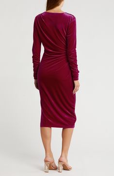 Layer and accessorize this smart velvet dress however you want for a look that easily switches from the 9-to-5 to after-hours-ready in seconds. 47 1/2" length (size 6) Boat neck Long sleeves Lined 96% polyester, 4% spandex Dry clean Imported Velvet Midi Dress, Daytime Dresses, Velvet Dress, Boat Neck, Dark Pink, Sam Edelman, Sundress, Nordstrom Rack, Dress Outfits