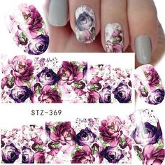 1 Sheet Water Transfer Women Full Cover Sticker Nail Art Decals Nail A – eefury Rose Decorations, Water Nail Art, Sticker Nail Art, Christmas Manicure, Nail Stickers Decals, Nail Art Decals, Floral Decal, Rose Decor