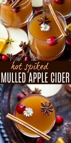 hot spiced mulled apple cider with cinnamon sticks