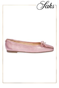 The perfect slip on for easy-chic looks, this new ballet flat is made of buttery soft nappa leather that wraps the foot ensuring complete freedom of movement. The flexible sole confirms absolute comfort, while the dainty bow, delicate stitching and square-toe silhouette elevate the feminine lines. Nappa upper Rubber sole Square-toe Flat heel Imported Pink Leather Ballet Flats With Leather Sole, Leather Slip-on Ballet Flats For Spring, Chic Ballet Flats With Rubber Sole For Galas, Feminine Leather Ballet Flats For Evening, Feminine Leather Ballet Flats With Leather Sole, Chic Pink Leather Ballet Flats, Chic Ballet Flats With Leather Sole, Ballet Flats With Removable Insole For Galas, Spring Slip-on Ballet Flats With Leather Sole