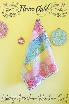 Liberty of London Tana Lawn, patchwork quilt in rainbow shades. Rainbow Quilts, Rainbow Quilt, Rainbow Nursery, Liberty Of London, Rainbow Baby, Flower Child, Baby Size, Room Ideas, Lawn