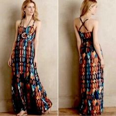 Nwt Maeve Noetzie Multicolor Geometric Crisscross Back Maxi Dress Size L - Brand New - New With Tags. No Visible Flaws Or Stains. - Two Pockets - 95% Rayon, 5% Spandex - Measurements Laying Flat (Approx.): Pit To Pit: 16.5" Length: 54" Maxi Dress Boho Chic, Anthropologie Maxi Dress, Long Dresses Casual Maxi, Maxi Knit Dress, Midi Maxi Dress, Anthropologie Dress, Spaghetti Strap Dresses, Floral Maxi, Brown Beige