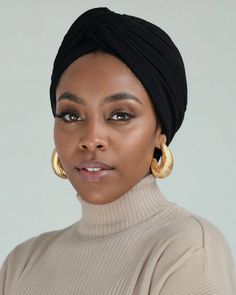 Premium Soft Lined Turban in Jet Black Turban Style Black Women, Turban Outfit, Black Turban, African Hair Wrap, Brown Girls Makeup, Headwrap Tutorial, Best Blazer, Head Scarf Styles, Voluminous Hair