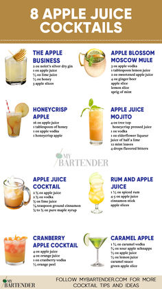 Apple Juice Cocktails Juice Cocktail Recipes, Apple Juice Cocktail, Juice Cocktails, Apple Vodka, Apple Cocktail