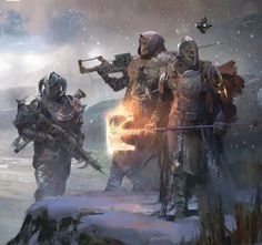 the game informer magazine cover features two men in armor