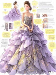 Dress Doodle, Gold Ball Gown, Masquerade Ball Gowns, Purple Magic, Purple Gown, Chefs Kiss