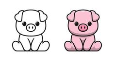 two cartoon pigs sitting next to each other