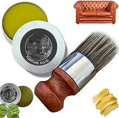 two tins of wax and some type of brush next to each other with different colors