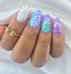 Mermaid Nails Tutorial, Dolphin Nails, Ocean Nails, Rock Nails, Beachy Nails, Beauty Finds