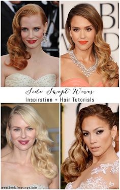 Wedding Hairstyles: Side Swept Waves Inspiration And Tutorials Side Swept Waves, Wedding Hairstyles And Makeup, Wedding Hair Side, Vintage Wedding Hair, Top Hairstyles, Glam Hair