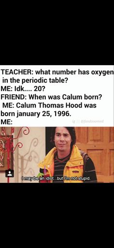 an image of a woman with a yellow jacket and text that reads, teacher what number has oxygen in the period table? me