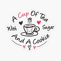 a cup of tea and a cookie sticker