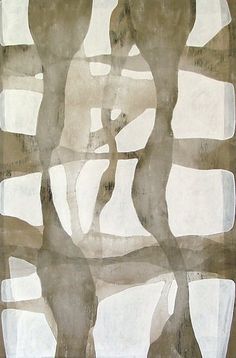 an abstract painting is shown in brown and white