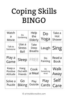 Bingo Board Ideas, Tiktok Bingo, Sensitive Bingo, Bottom Bingo, Coping Cards, Character Bingo, Coping Skills Activity, Recovery Bingo