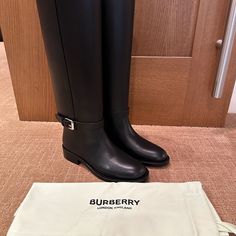 New With Tags Burberry Emmett Riding Boots, Black Burberry Booties, Burberry Knee High Boots, Burberry Short Boots, Black Burberry Bag, Burberry Boots, Burberry Shoes, Shoes Heels Boots, Riding Boots, Shoes Women Heels