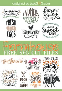 farm house svg cut files for silhouettes and cricut designs - example image