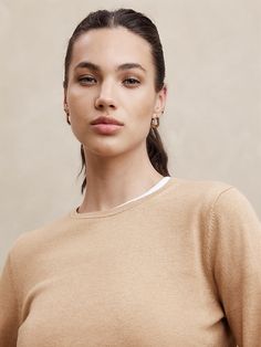 Forever Crew-Neck Sweater | Banana Republic Factory Overall Style, No Code, Arm Cuff, Raw Material, Crew Neck Sweater, Neck Sweater, Banana Republic, Cardigans, Long Sleeves