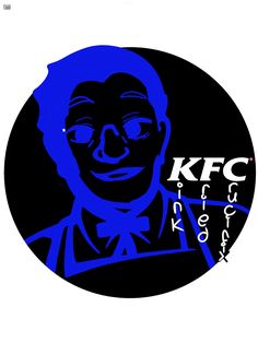 a black and blue circle with the kfc logo on it