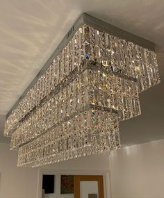 a large crystal chandelier hanging from the ceiling