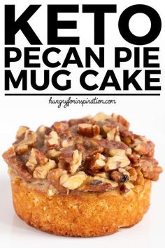 keto pecan pie mug cake on a white background with the title above it