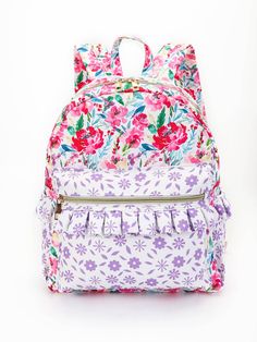 Size：10*13.9*4 inches This compact backpack is perfect for everyday use, and its hot pink ruffles add a stylish touch. It’s perfect for trips of any length. Cute Standard Backpack For Spring, Pink Ruffled Bag For Everyday Use, Spring Pink Bags For Students, Pink Bags For Spring, Pink Student Bag For Spring, Preppy Pink Backpack, Spring Pink Student Bags, Cute Pink Backpack For Spring, Pink Standard Backpack For Spring