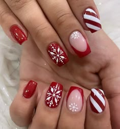 Festive Nails, Festive Nail Designs, Candy Cane Nails, Inspired Nails, Festival Nails, Xmas Nails, Gel Nail Designs