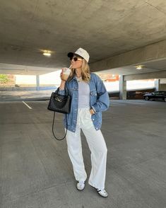 Shop our Influencers' top picks on Amazon Trucker Hat Outfit Women, Denim Jacket Outfit Spring, White Linen Pants Outfit, Trucker Hat Outfit, Samba Adidas, Outfit Adidas, Linen Pants Outfit, Samba Outfit, Church Fits