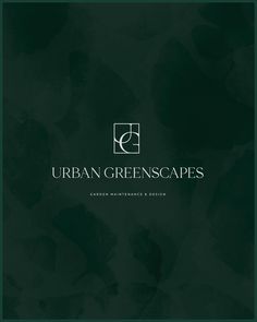 the urban greenscapes logo is shown on a dark green background with white lettering