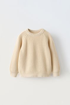 KNIT SWEATER Basic Winter Sweater, Zara Sweater With Ribbed Cuffs For Winter, Snug Solid Color Crew Neck Sweater, Zara Cotton Sweater For Fall, Cream Ribbed Crew Neck Sweater, Zara Casual Sweater With Ribbed Cuffs, Casual Zara Sweater With Ribbed Cuffs, Zara Long Sleeve Solid Sweater, Zara Long Sleeve Black Sweater