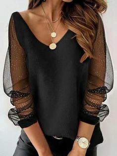 Plain T Shirts, Fashion Design Sketches, Women T Shirts, Lace Shirt, Plus Size Blouses, Party Fashion, Plus Size Tops, Fashion Clothes, Types Of Sleeves