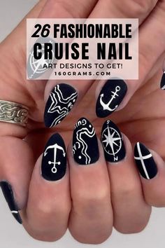 Save this pin for the trendiest nail designs to rock on your next cruise! Elevate your style with these stunning designs perfect for your seaside adventures. Don't miss out on these glamorous nail inspirations! #NailDesigns #CruiseFashion #BonVoyage Pirate Nails, Nautical Nails, Lady Pirate