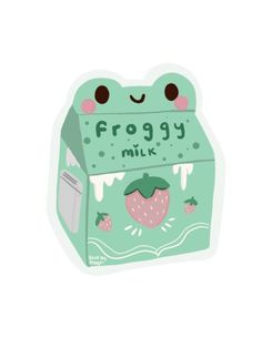 froggy milk carton with strawberry on top