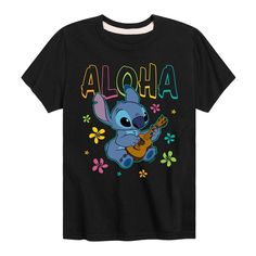 Update his casual wardobe with this Disney's Lilo & Stitch Boys 8-20 Aloha Ukelele Graphic Tee. © Disney Update his casual wardobe with this Disney's Lilo & Stitch Boys 8-20 Aloha Ukelele Graphic Tee. © Disney FEATURES Crewneck Short sleevesFABRIC & CARE Solid colors: cotton; Heather colors: cotton, polyester Machine wash Imported Size: Small. Color: Black. Gender: male. Age Group: kids. Material: Cotton Blend. Disney Trip Outfits, Stitch Drawing, Disney Shows, Disney Lilo, Disney Trips, Lilo And Stitch, Crew Neck Tee, Kids Shirts, Cute Drawings