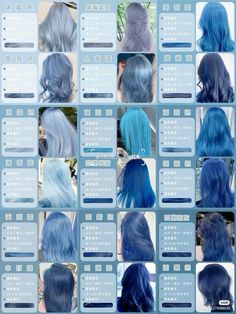 Blue Toner For Blonde Hair, Hair Dye Aesthetic Ideas, Shades Of Blue Hair Color Chart, Blue Dyed Hair Ideas, Dark Blue And Light Blue Hair, Hair Dye Ideas Color, Denim Hair Color, Blue Hair Dye Ideas, Blue Hair Inspiration