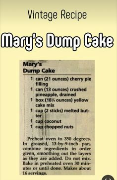 the recipe for mary's dump cake