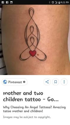 a tattoo on the side of a woman's leg that reads, mother and two children tattoo - go why choosing an angel tattoos? amazing