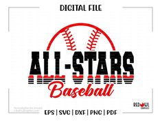 the all - stars baseball logo is shown in red and black