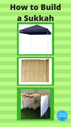 how to build a sukkah with instructions and pictures on the front, side and back sides