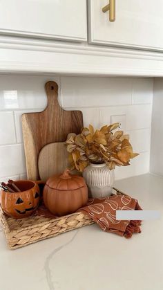 the kitchen counter is clean and ready to be used for halloween cooking or decorating