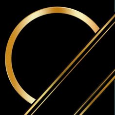 a black background with gold lines and a golden circle on it's side, as well as the letter o